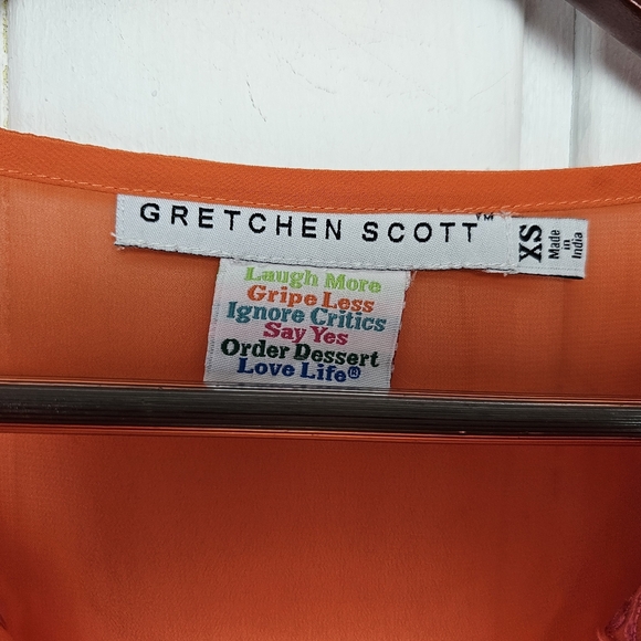 Gretchen Scott XS Orange Pink Sheer Oversized Embroidered BohoTunic Top - Picture 4 of 14